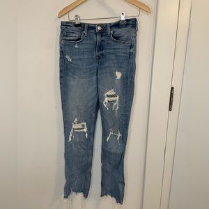 H&M light wash ripped girlfriend jeans